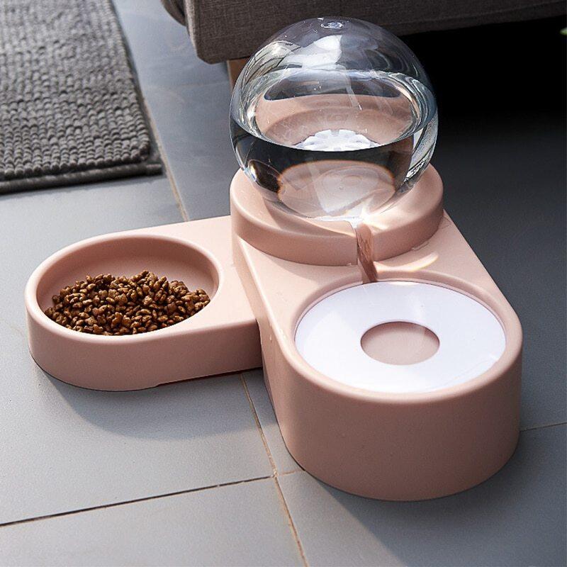 Đài Phun Nước Cho Mèo Ăn Tự Động 2 Trong 1 + Bát Đựng Thức Ăn 1,8L, Bình Đựng Thức Ăn Cho Chó