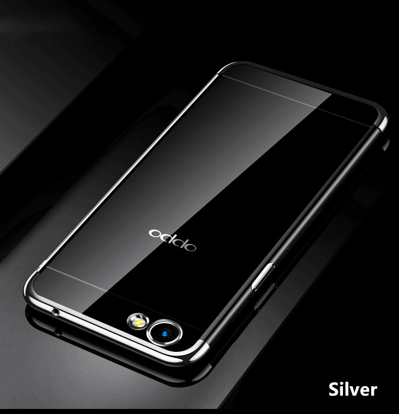 For OPPO F1S A1601 Soft Flexible TPU Jelly Case Crystal Clear Back with Luxurious Metal Luster Edge Phone Cover