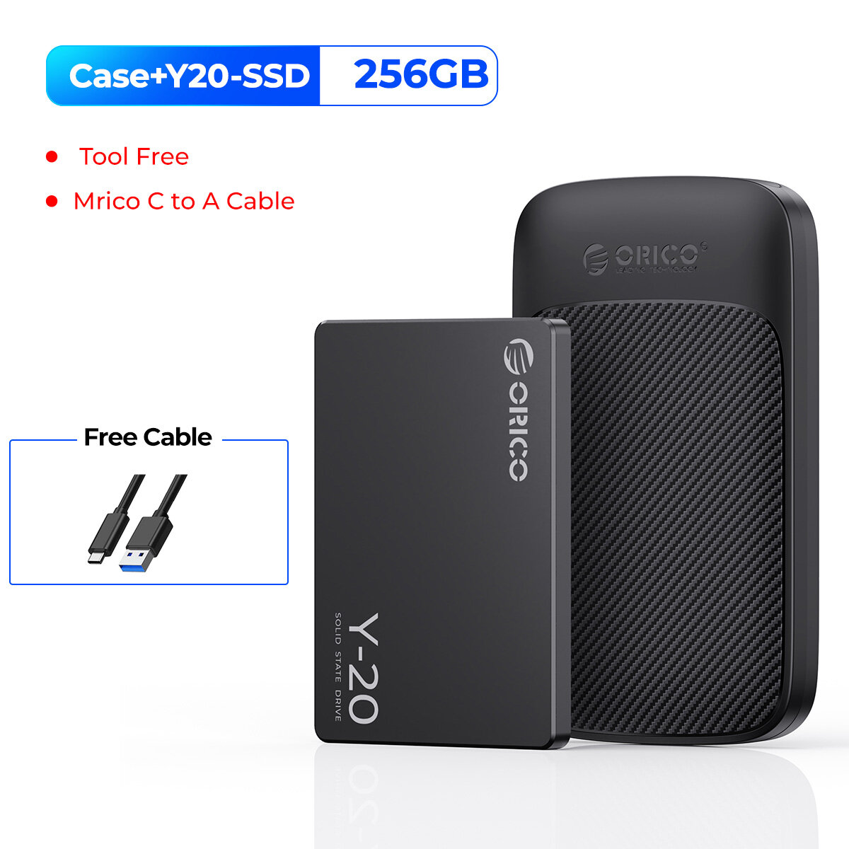 Orico 2.5 inch hdd enclosure 5gbps speed micro b / type-c external hard drive case support auto sleep for 7~9.5mm 2.5'' ssd/hdd