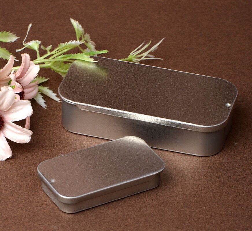[Timmo House]1 Hộp Thiếc Rỗng Hình Chữ Nhật Bằng Kim Loại Mini Hộp Đựng Thuốc Kẹo Đẩy Bằng Thiếc Hộp Đựng Có Bản Lề Hộp Đựng Sắp Xếp Nhỏ