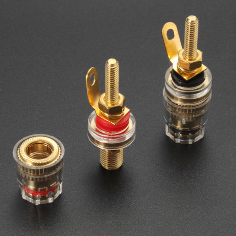 BOKALI 8pcs 42MM Gold Plated Speaker Terminal Binding Post Amplifier Connector Plug
