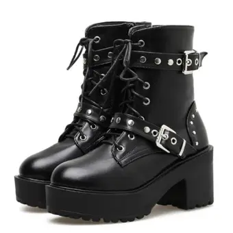 heeled moto boots