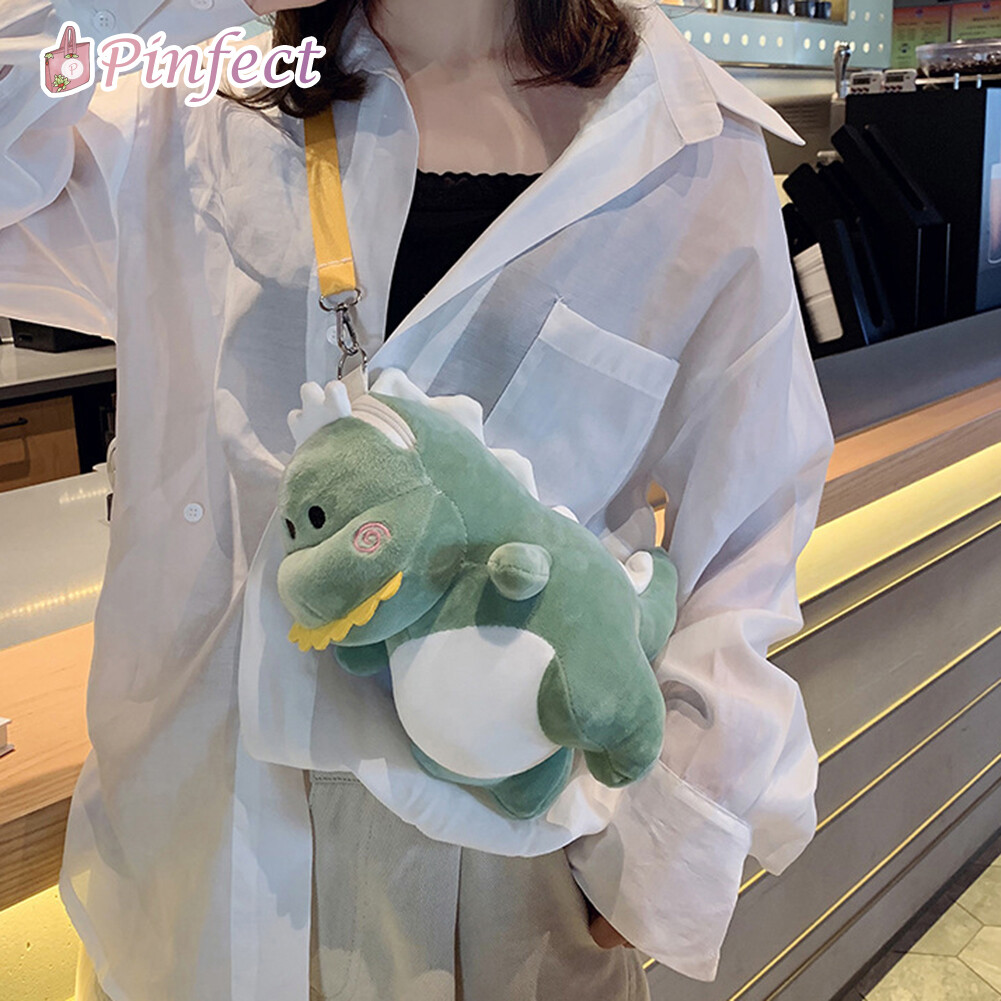 [Pinfect] Women Cute Godzilla Dinosaur Mini Plush Shoulder Crossbody Bag Cute Dinosaur Girl Money Phone Bags