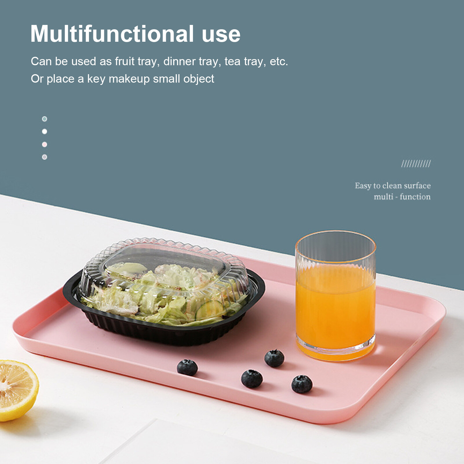 romaine Anti-slid Base Stackable Serving Tray Multi-use Smooth Surface Plastic Fruit Tray for Home Dessert Tray Durable