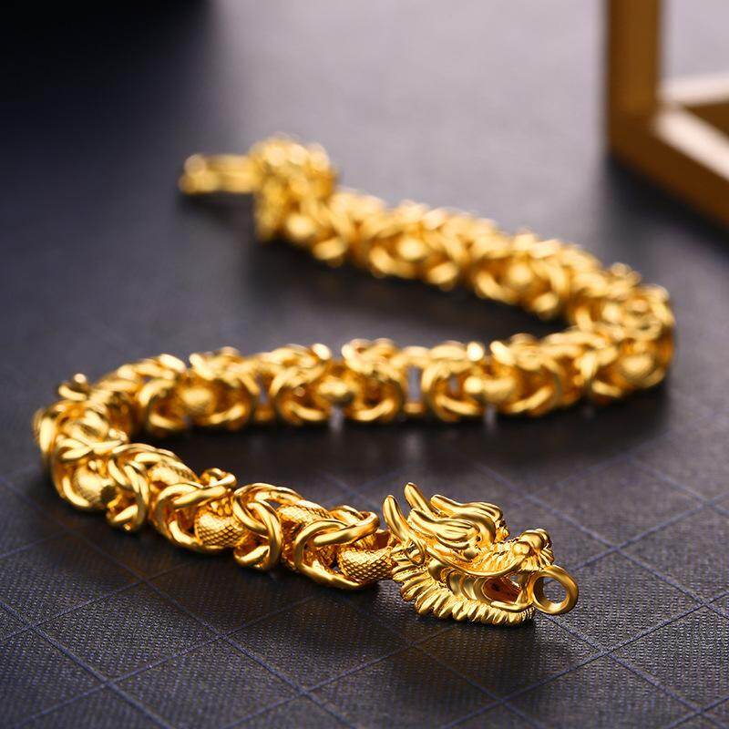 Men's Fashion Double Gold Dragon Head 