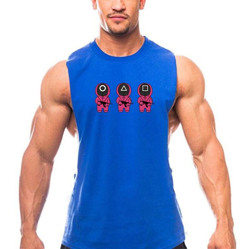 Squid Game Graphics Mens Workout Gym Clothing Bodybuilding Tank Top Fitness Sport Singlets Fashion Muscle Sleeveless Vest