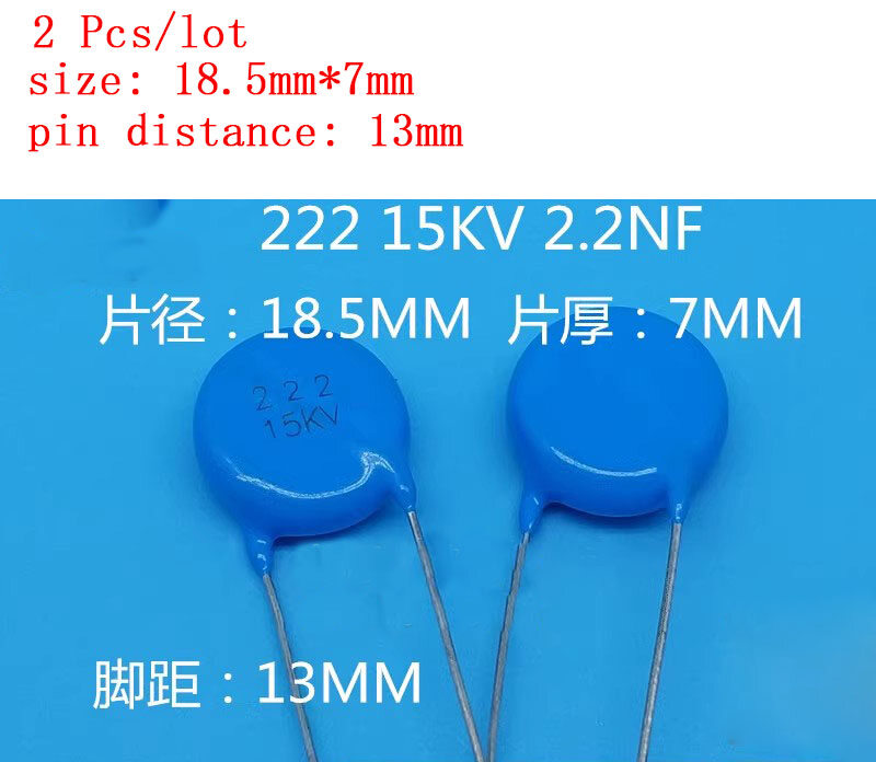 2 pcs/lot 222 15kv 222m 2.2nf high-voltage ceramic capacitor