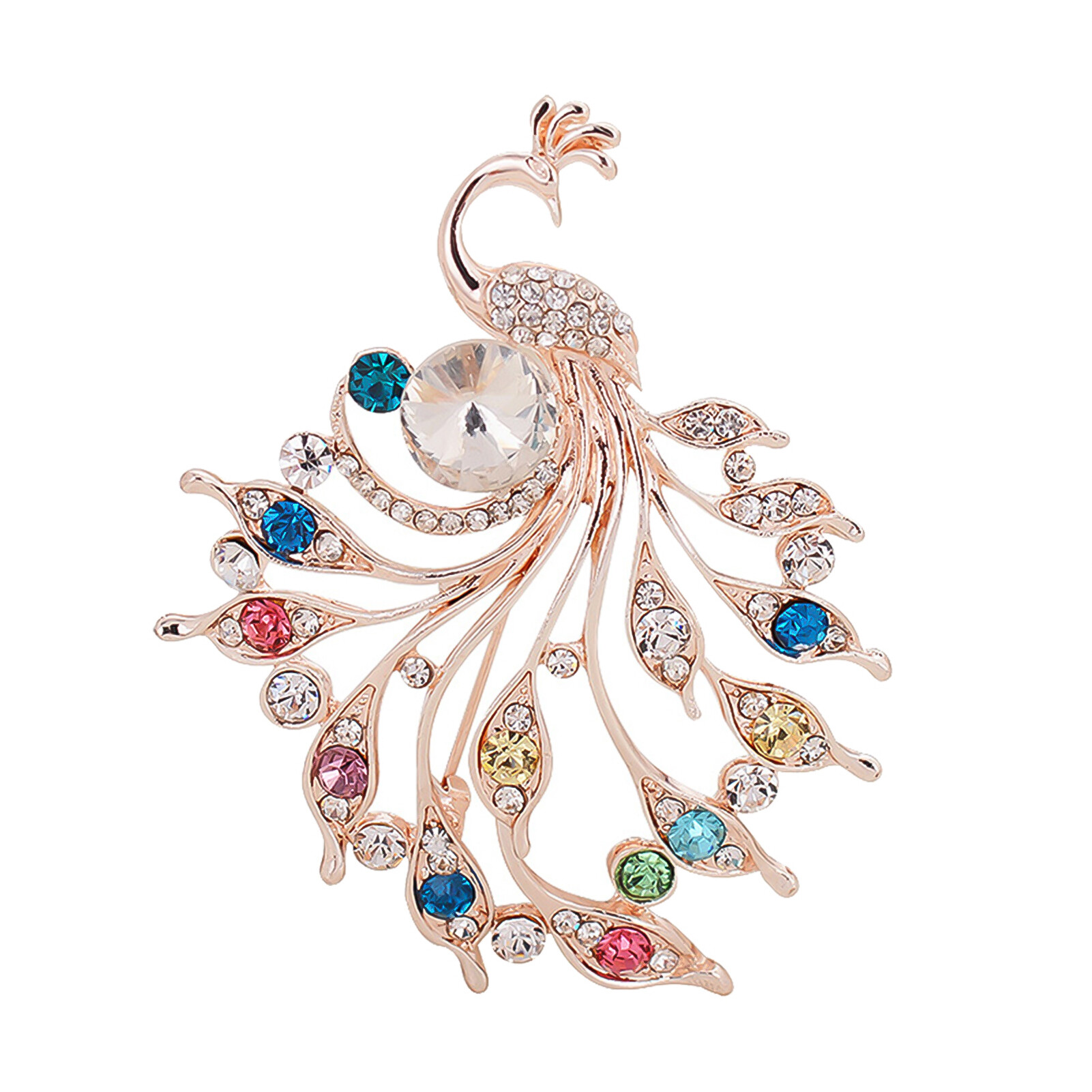 Talent Star Women Peacock Shape Rhinestone Inlaid Brooch Pin Breastpin Collar Hat Jewelry