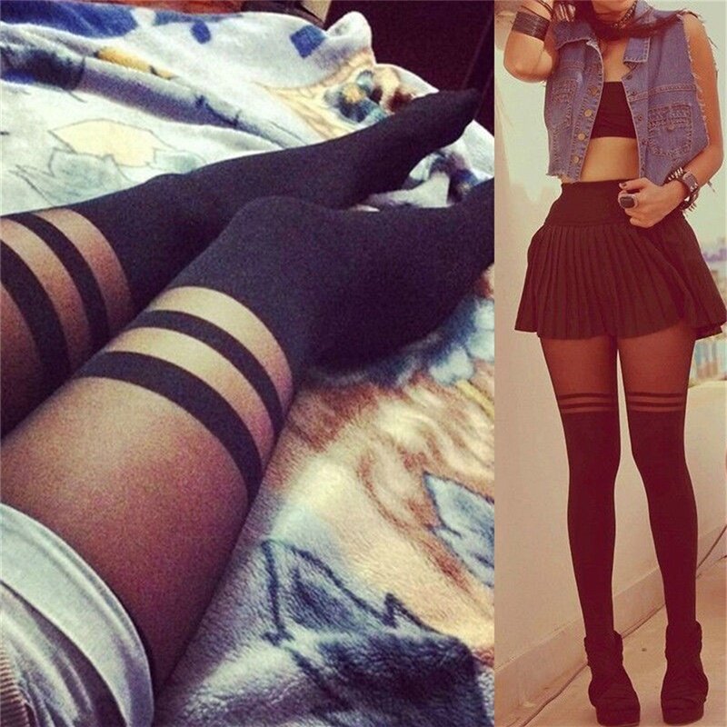 Đen Sexy Phụ Nữ Cô Gái Cám Dỗ Sheer Mock Treo Vớ Vớ Vớ