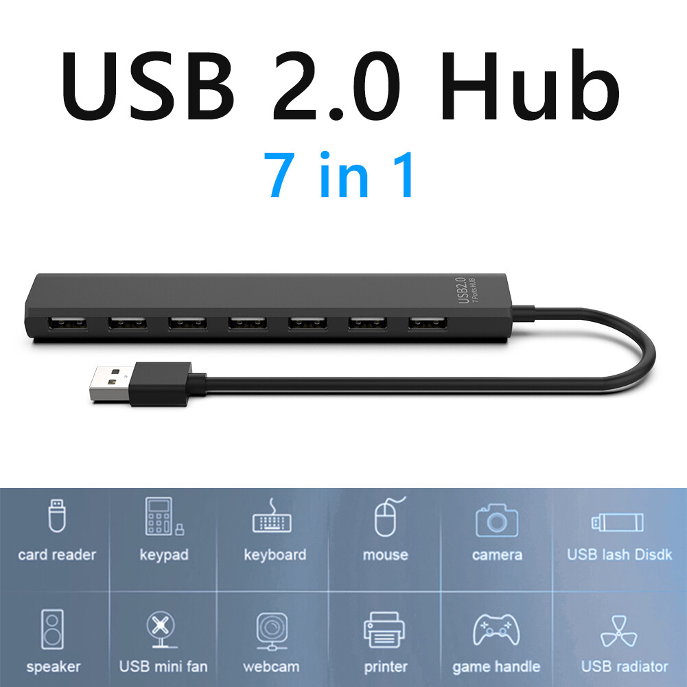 USB 2.0/3.0 HUB Dock Adapter Multi USB Splitter 5Gbps 7 Ports USB Expander