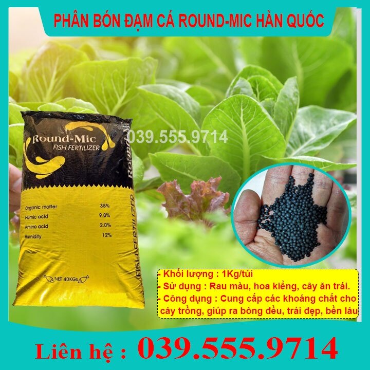 Đạm Cá Hàn Quốc Round Mic ( GÓI 1kg ) - Phân Bón Hữu Cơ Dạng Viên Cung Cấp Dinh Dưỡng Cho Cây