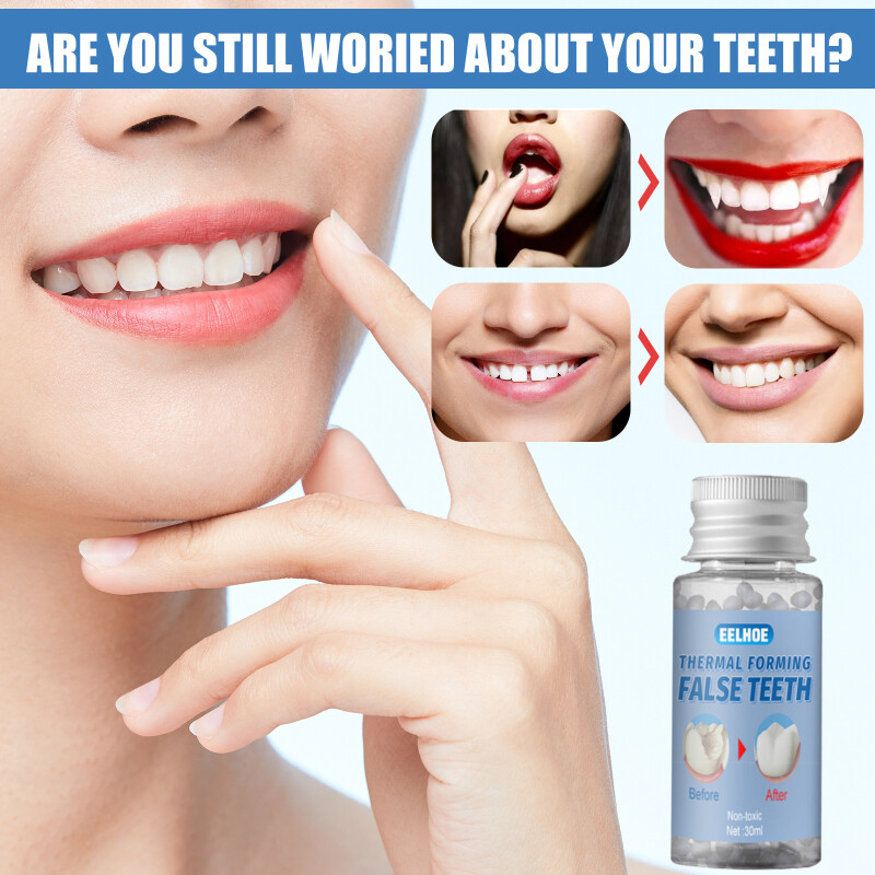 MOFE DIY Tooth Repair Replace Missing Denture Repair Solid Denture Temporary Tooth Filling Material Tooth Brace Rubber Safety Non-Toxic Moldable Replacement Material Tooth Repair Kit 10g/ 20g/ 30g