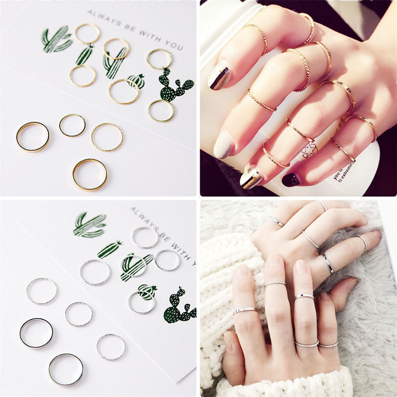2 sets 20 pcs Korean Fashion Retro Gold Silver Pearl Ring Set Simple Elegant Diamond Finger Ring Women Jewelry Accessories Q15