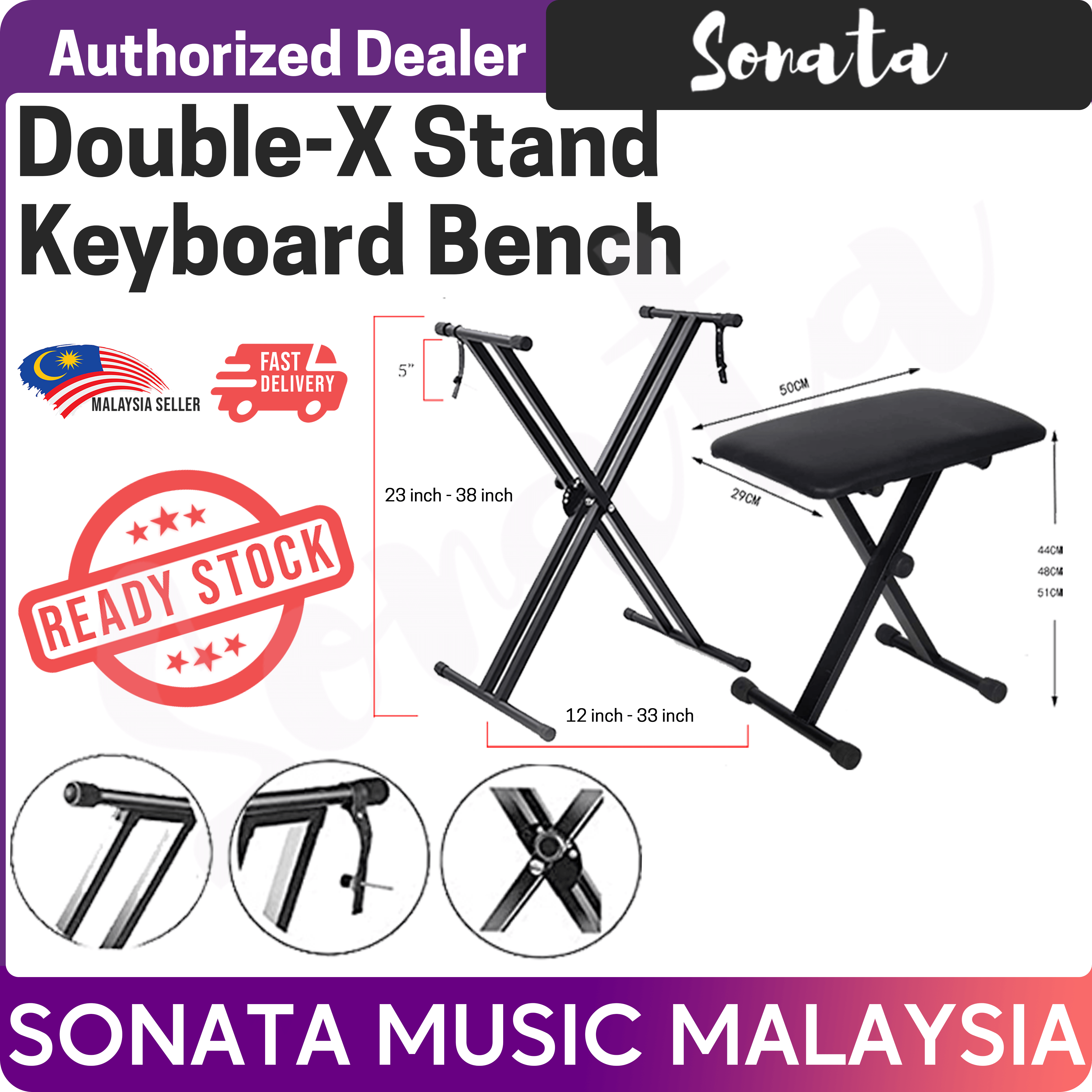 Sonata Q2X and Q90 Keyboard Stand and Bench Package Chair Stool Seat
