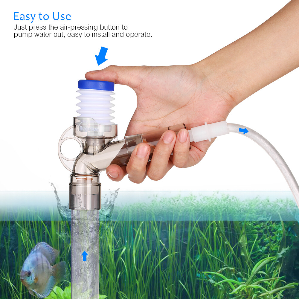 HugeSun Manual Air-pressing Aquarium  Tank Water Changer Gravel Cleaner Sand Washer with 3ft Soft Hose and Water Flow Clamp