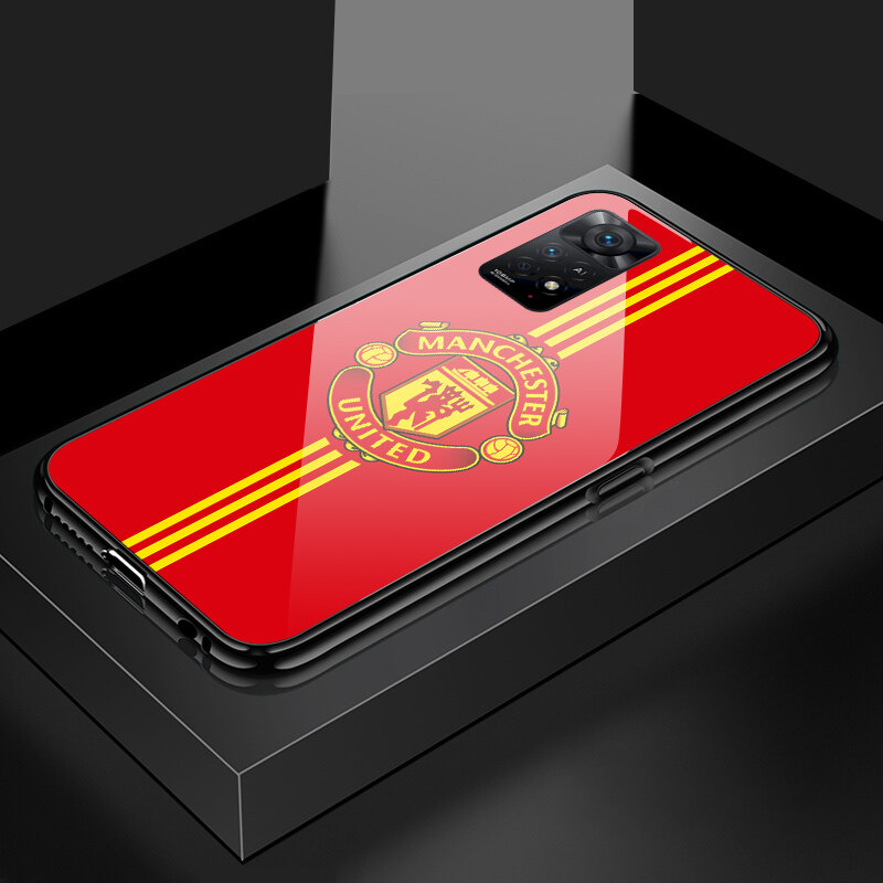 Hard Case For Xiaomi Redmi Note 12 Pro 4G Note12 Pro 4G Luxury League Football Club Phone Case For boys Logo Badge Case Tempered Glass Casing Protective Phone Back Shockproof Cover