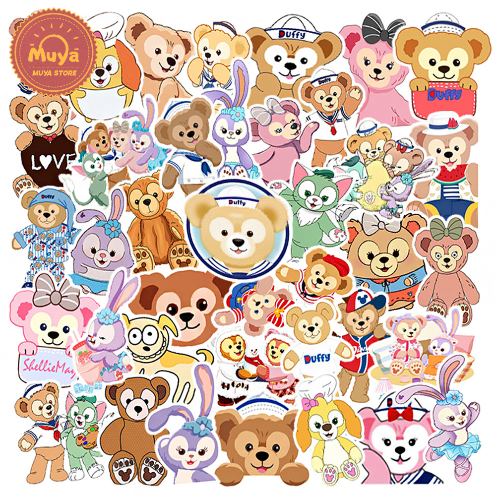 MUYA 50pcs Cartoon Duffy & StellaLou Stickers Cute Bear Waterproof ...