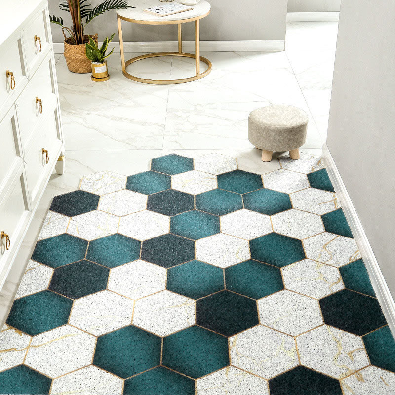 Entrance Welcome Nordic Geometry Pvc Silk Loop OuHousehold Tailorable Porch Wear Resistant Anti-Skid Hallway