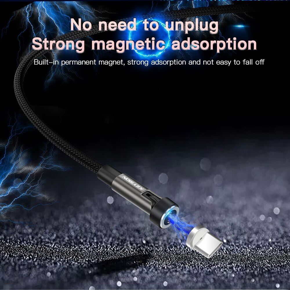 KEYSION Cáp Châm Xoay 540 Cáp Micro USB Type C Sạc Nhanh 5A Cho iPhone Xiaomi Dây Dữ Liệu Sạc Điện Thoại Châm