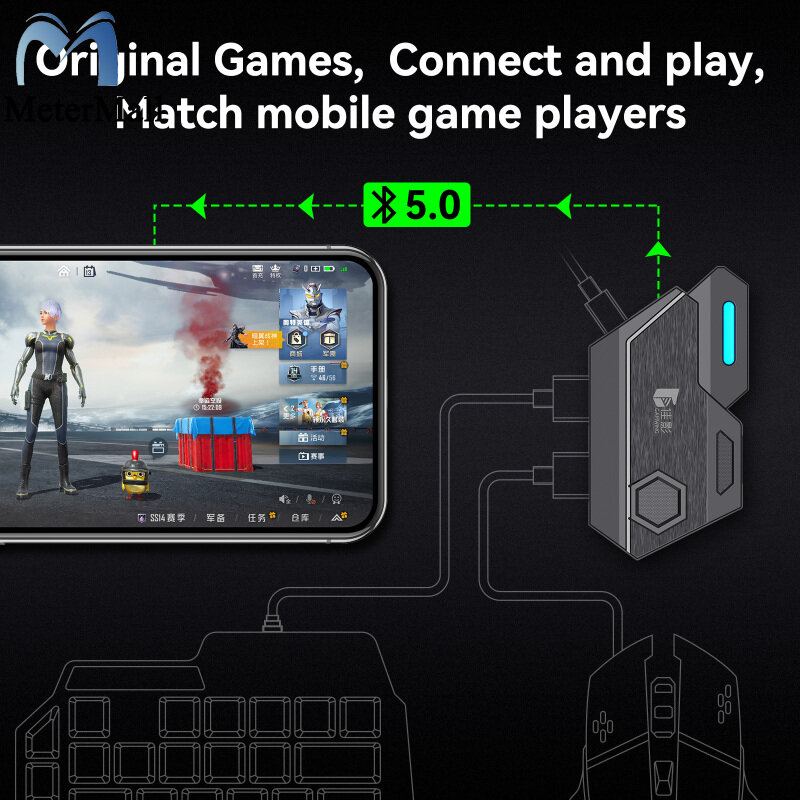 PUBG Trò chơi di động Công cụ chuyển đổi Bluetooth5.0 Bộ bàn phím chuột / Bộ điều hợp đơn