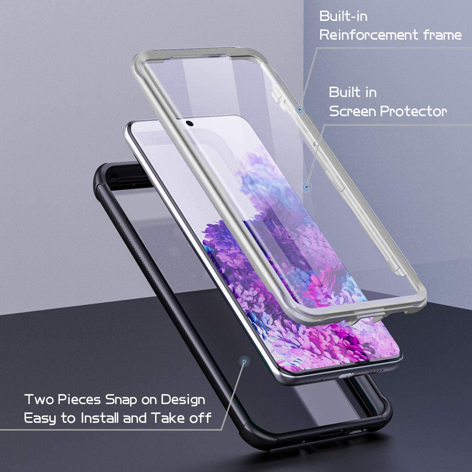 Samsung Galaxy S20 Ultra S20 + Plus Case Built-in Screen Protector Full Body Heavy Duty Shockproof Protective Case for Samsung S20+/ S20 Ultra /S20 5G Casing
