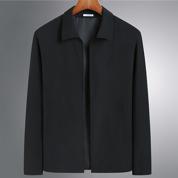 High Quality Men Jackets Turn Down Collar Business Casual Zipper Loose  Coats Men Jacket Solid Color Mens Clothing