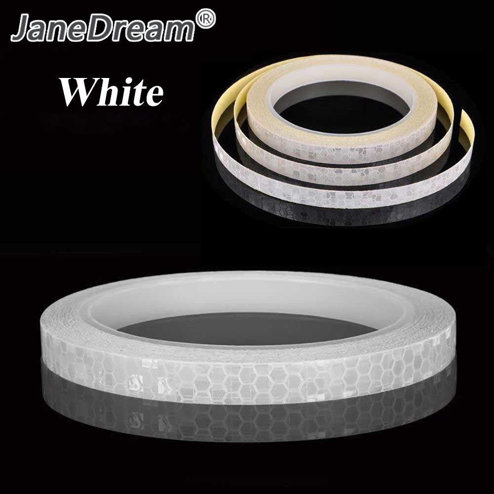 JaneDream White-1PC 8M Car Reflective Sticker Body Styling Sticker For Car Motorcycle Bicycle DIY Reflector Tape