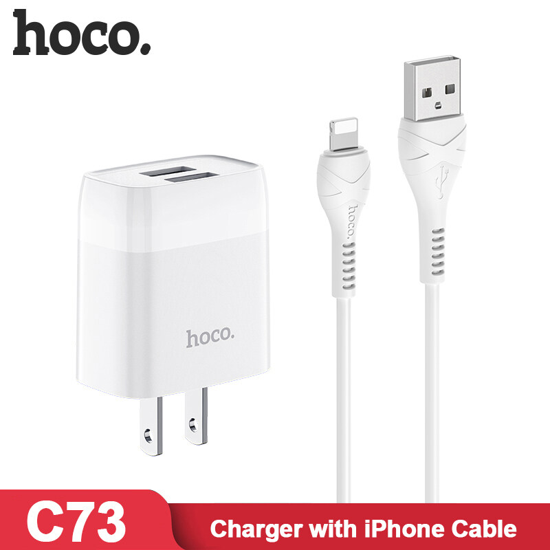 HOCO C73 2.4A Bộ Sạc Cổng USB Kép Với iPhone Micro USB Type C Cáp Bộ Sạc Điện Thoại Di Động 2in1 + Cáp