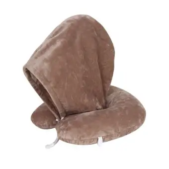 Hooded U Shaped Pillow Travel Sleeping Neck Support Pillow Office