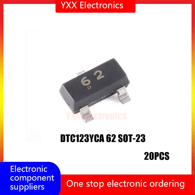 20 original dtc123yca 62 sot-23 50v 100ma npn digital transistor transistors