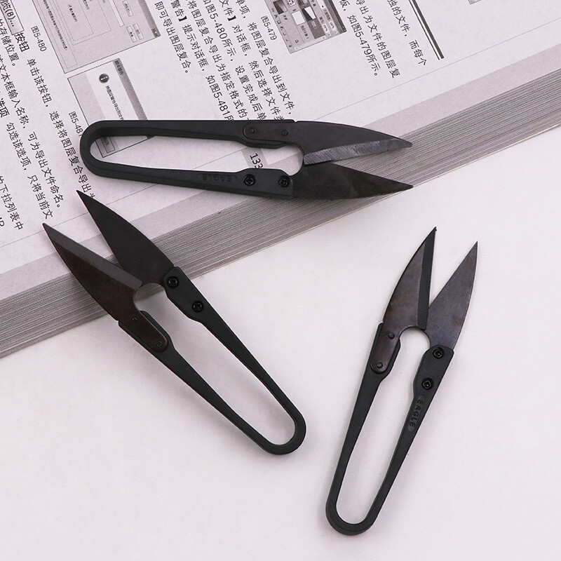Tay cầm nhựa đen hình chữ U kéo chất lượng cao Cross Stitch hộ gia đình chủ đề cắt carbon cao cắt sợi