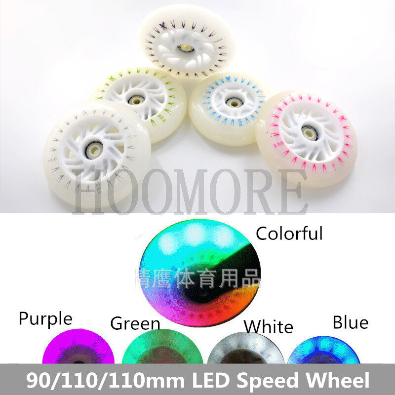 Mua Bánh Xe Trượt Patin 90Mm 100Mm 110Mm Cw】, Bánh Xe Có Đèn LED Nhiều Màu, Xanh Dương, Trắng, Xanh Lá, Tím, Đường Đua Marathon Có Lõi Nam Châm