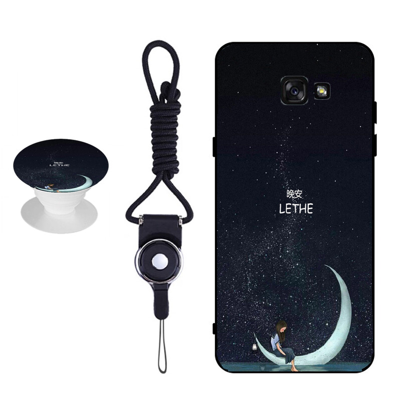 New  arrival  for  samsung galaxy a7 2017/a720  phone  case   silicon  soft  case  cover    with   the  same  pattern  phone  bracket  and  a  rope