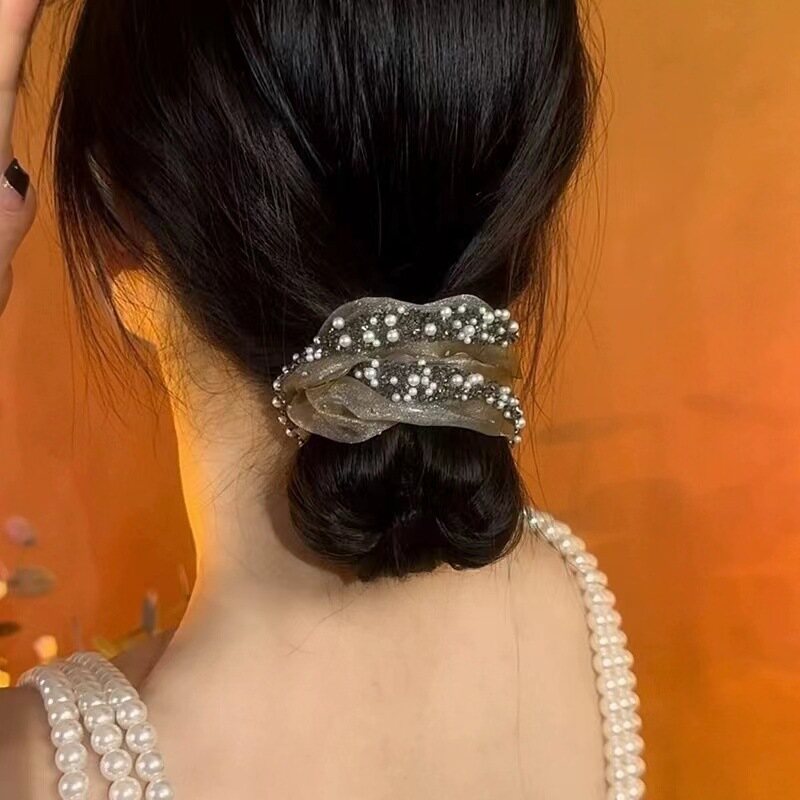 Women Fashion Rhinestone Hair Ties Exquisite Temperament Solid Color  Hair Accessories Hair Ties
