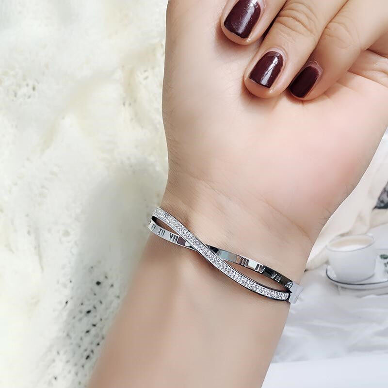 Vòng Tay Chữ Số La Mã Sang Trọng Mới Dành Cho Nữ, Vòng Tay Nữ Thanh Lịch Trang Sức Thép Titan, Đảng Quà Tặng