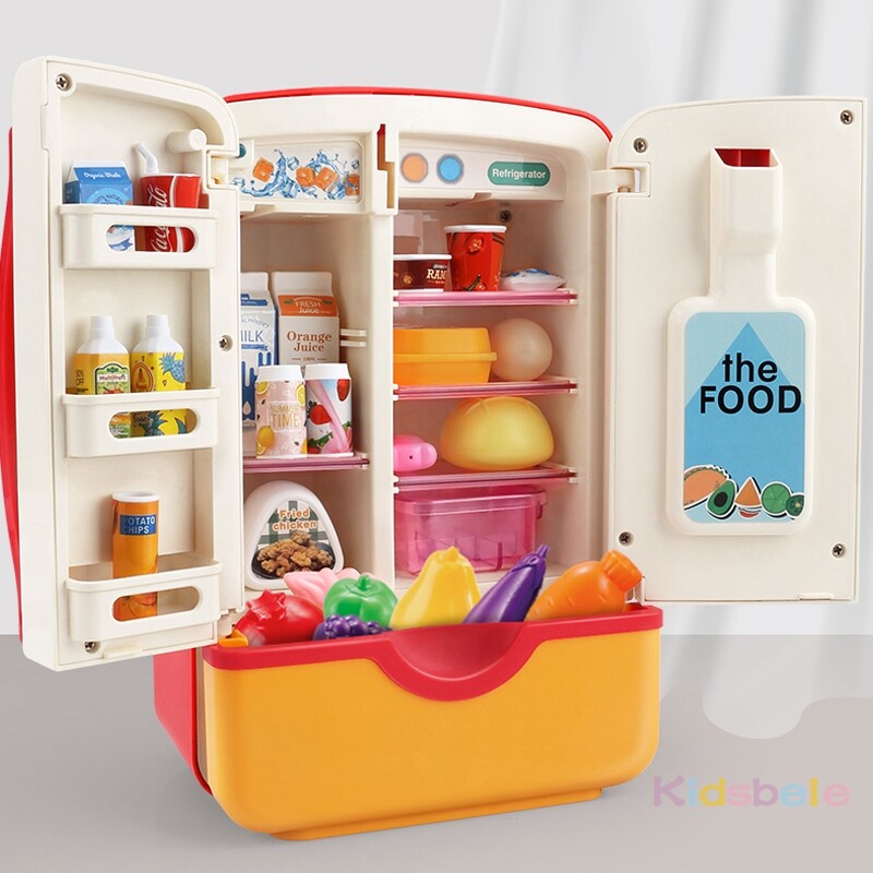 【Ready Stock】 30 Món Đồ Chơi Trẻ Em Giả Vờ, Tủ Lạnh Mô Phỏng Đôi Đồ Chơi Nhà Bếp Mini Giáo Dục, Vai Trò Chơi Đồ Chơi