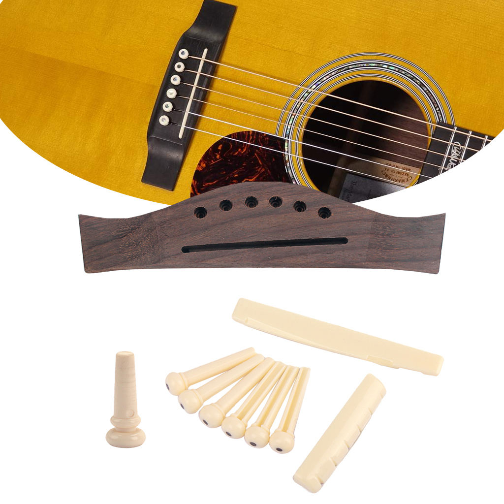 Cây Cầu Gỗ Hồng Mộc Đàn Guitar Dân Gian Baoblade + Chân Cầu Xương Bộ Đai Ốc Yên Ngựa