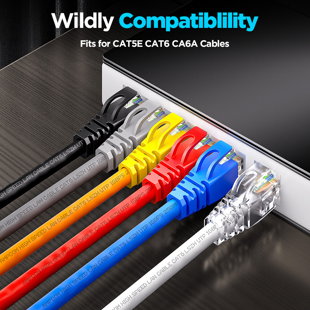 AMPCOM 50PCS RJ45 Ethernet Network Cable Strain Relief Boots Cable Connector Plug Covers for CAT5 CAT5e CAT6