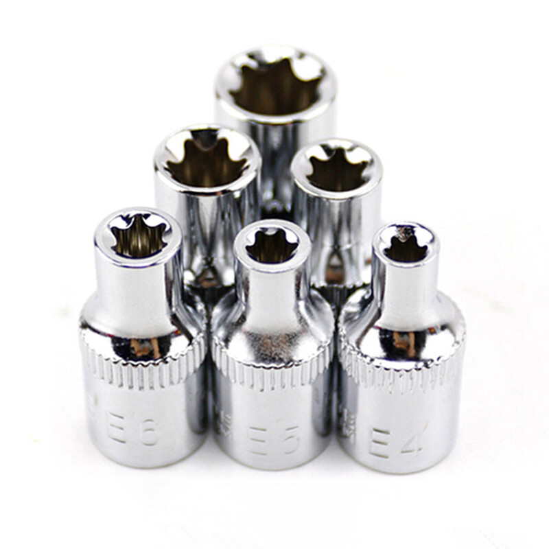 6pcs/set 1/4 inch torx stars female bits e sockets e4 e5 e6 e7 e8 e10 hand tool