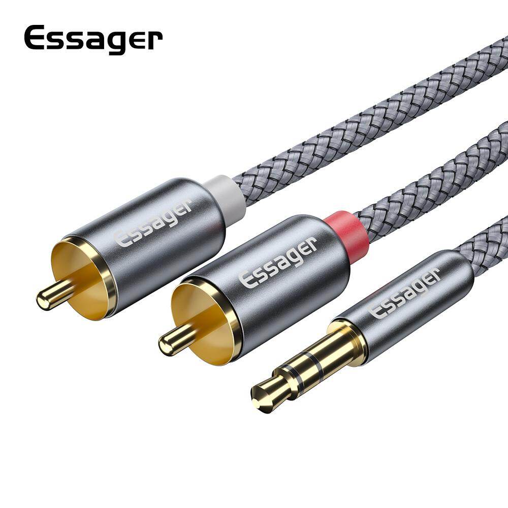 Cáp âm thanh Essager RCA Jack 35 đến 2 Cáp RCA Jack 35 mm đến 2RCA Male Splitter Cáp cho TV PC Bộ khuếch đại Dây loa DVD
