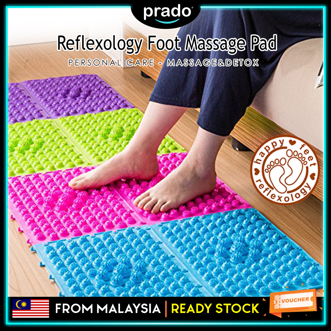PRADO Malaysia 4pcs Reflexology Foot Massage Pad Foot Massage Mat