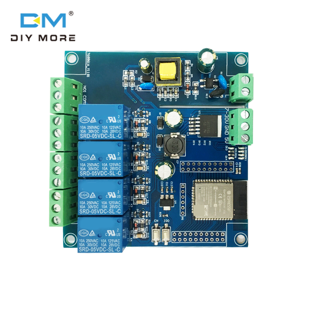 diymore [Chính Hãng 100%]  Bảng Phát Triển ESP32-WROOM Mô-đun Rơ Le Bốn Chiều ESP32 Mô-đun WiFi & BLE Nguồn Điện AC220V/DC5-30V Công Suất Lớn 4M Byte Flash Cho ESP32