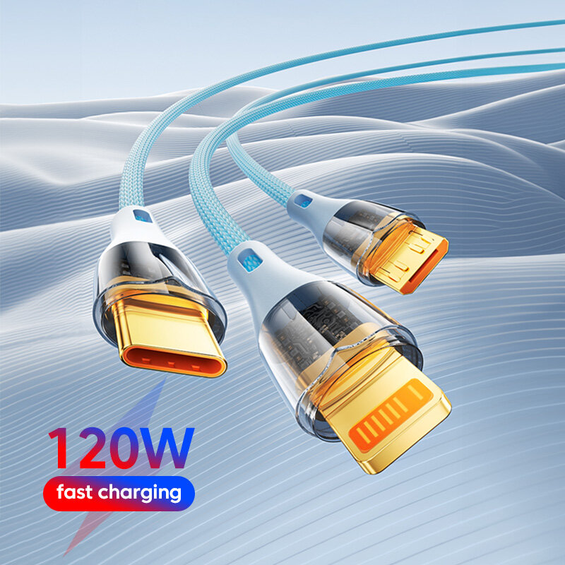 Greenyeah 3 trong 1 6A 120W loại USB C Cáp sạc nhanh micro USB loại USB Cáp dữ liệu Sạc