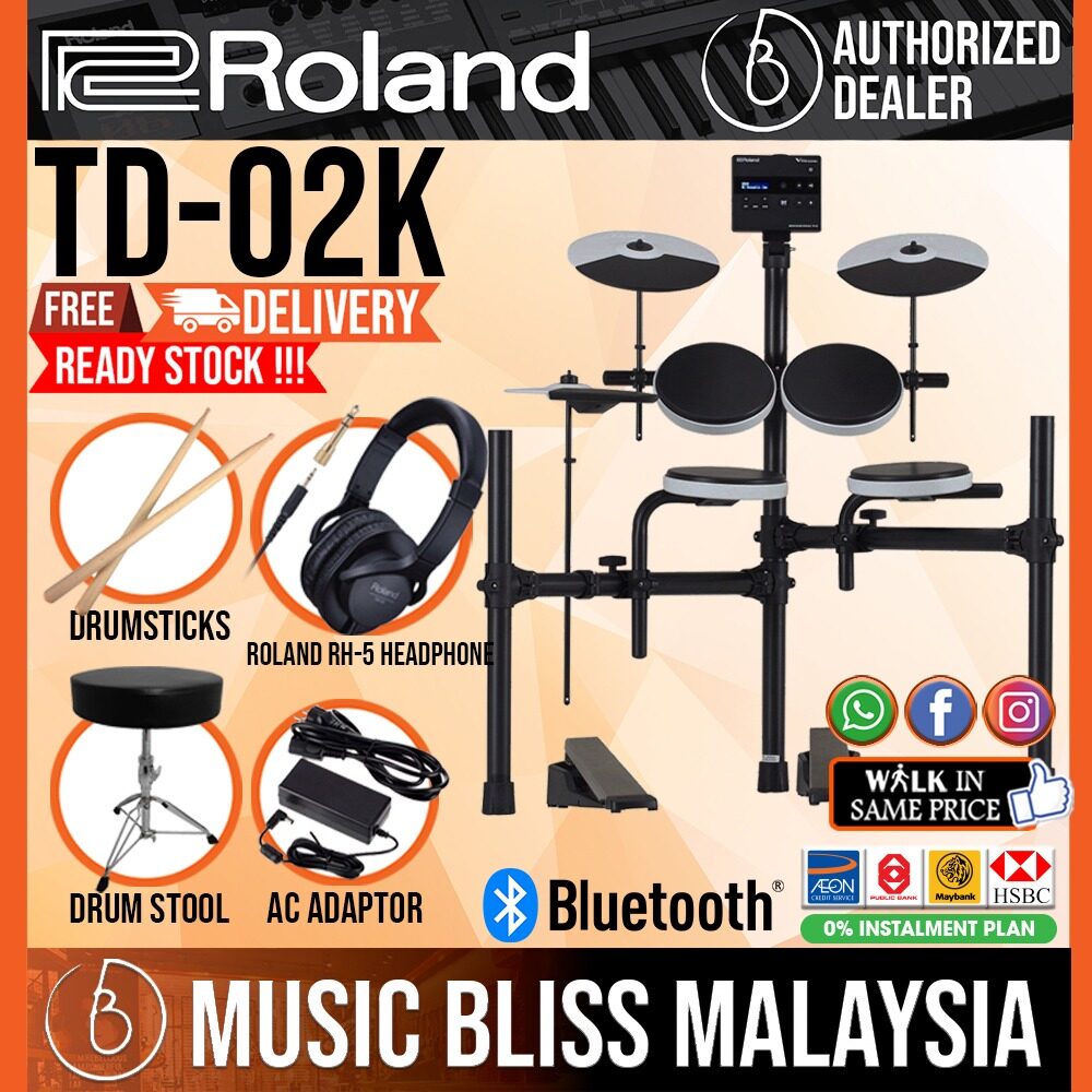 Roland TD02K VDrums Electronic Drum Set with RH5 Headphone, Drum