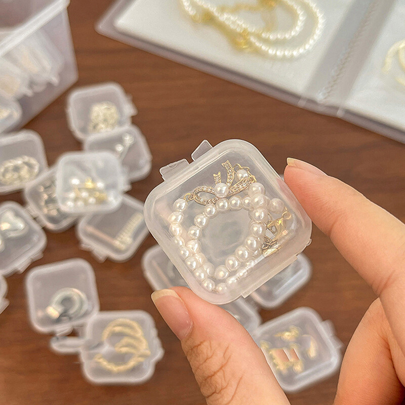 [Buytra] 10pcs Small Box Square Transparent Plastic Box Jewelry Storage Case Container