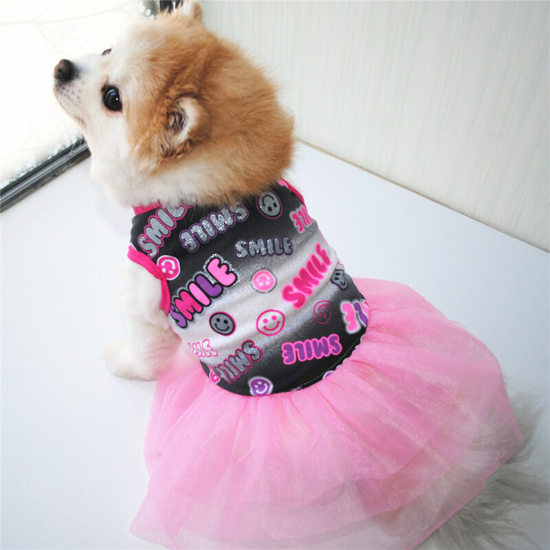 Quần áo cho chó cotton thoáng khí mùa hè DY Loving Váy mỏng In hình mặt cười