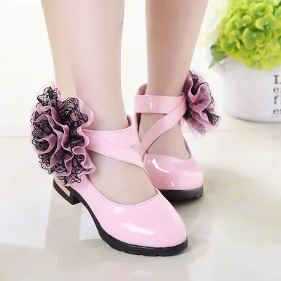 KIO doll shoes for girls kids Children Kid Baby Girls Flower Leather Shoes Single Soft Dance Princess Shoes