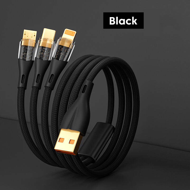 Greenyeah 3 in 1 6a 120w usb type c fast charging cable micro usb type-c charger data cable
