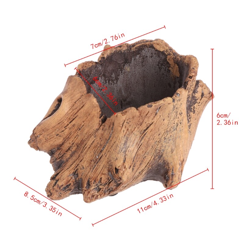 Imitating Wood Flower Cement Planters for Succulents Flowerpots Bonsai Decor