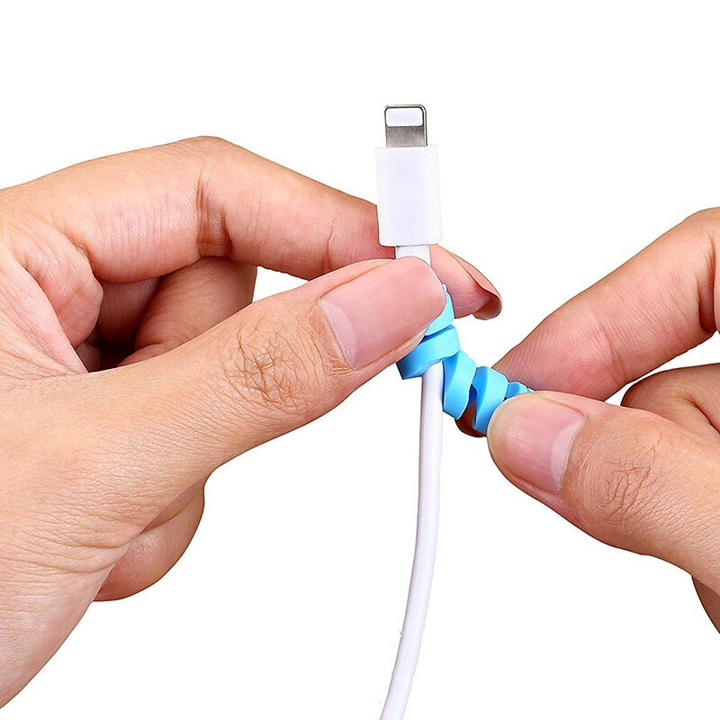 12 cái bảo vệ cáp phổ Silicone Cáp dữ liệu xoắn ốc Winder cuộn dây Bộ Kẹp giữ dây cáp cho cáp sạc bảo vệ cáp phụ kiện